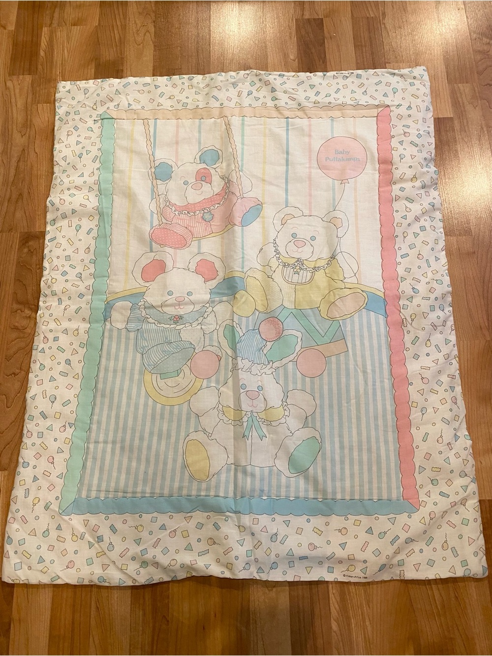 Fisher Price Baby Puffalumps 1989 Baby Blanket Crib Quilt Puffalump Vintage 80s
